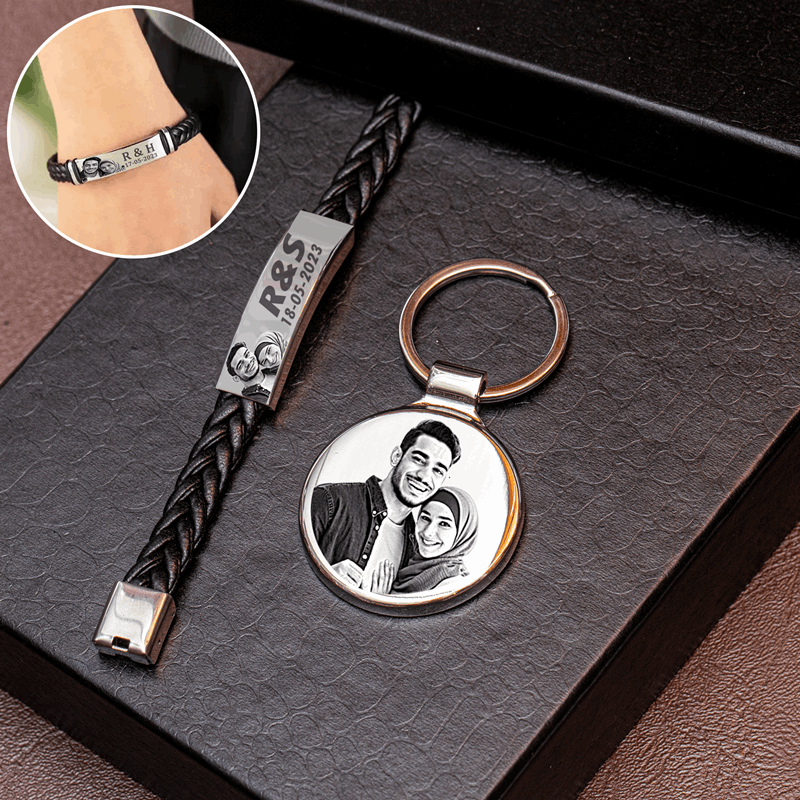 COFFRET LUXE PORTE CLES & BRACELET PERSONNALISÉ