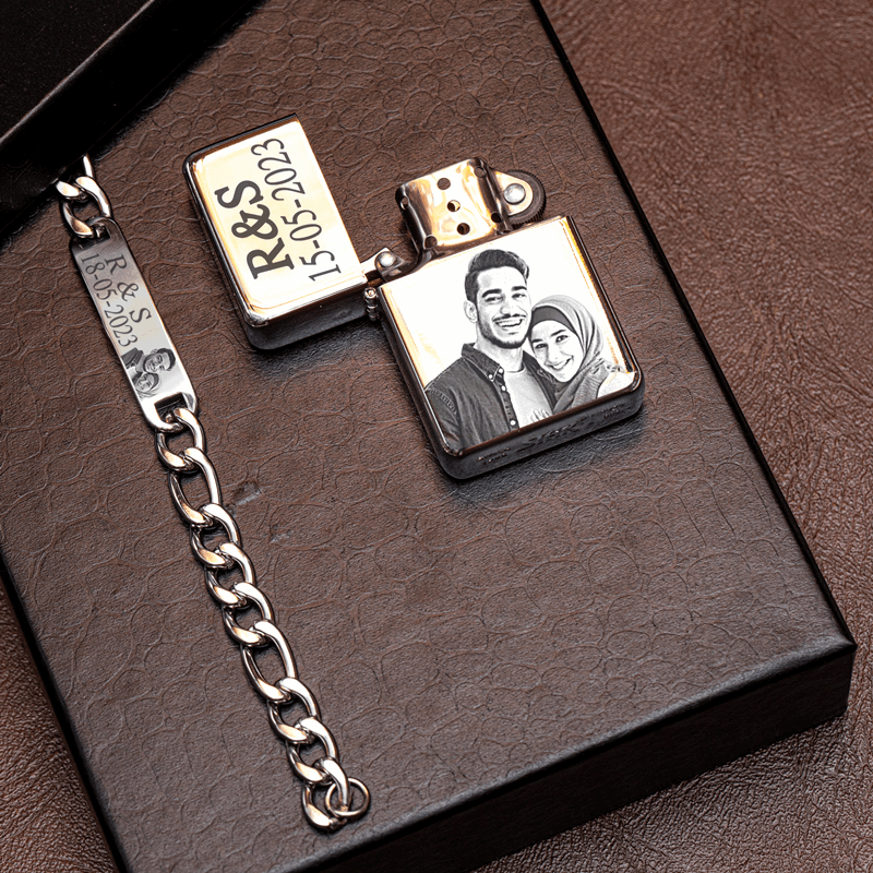 COFFRET LUXE BRIQUET & BRACELET PERSONNALISÉ 