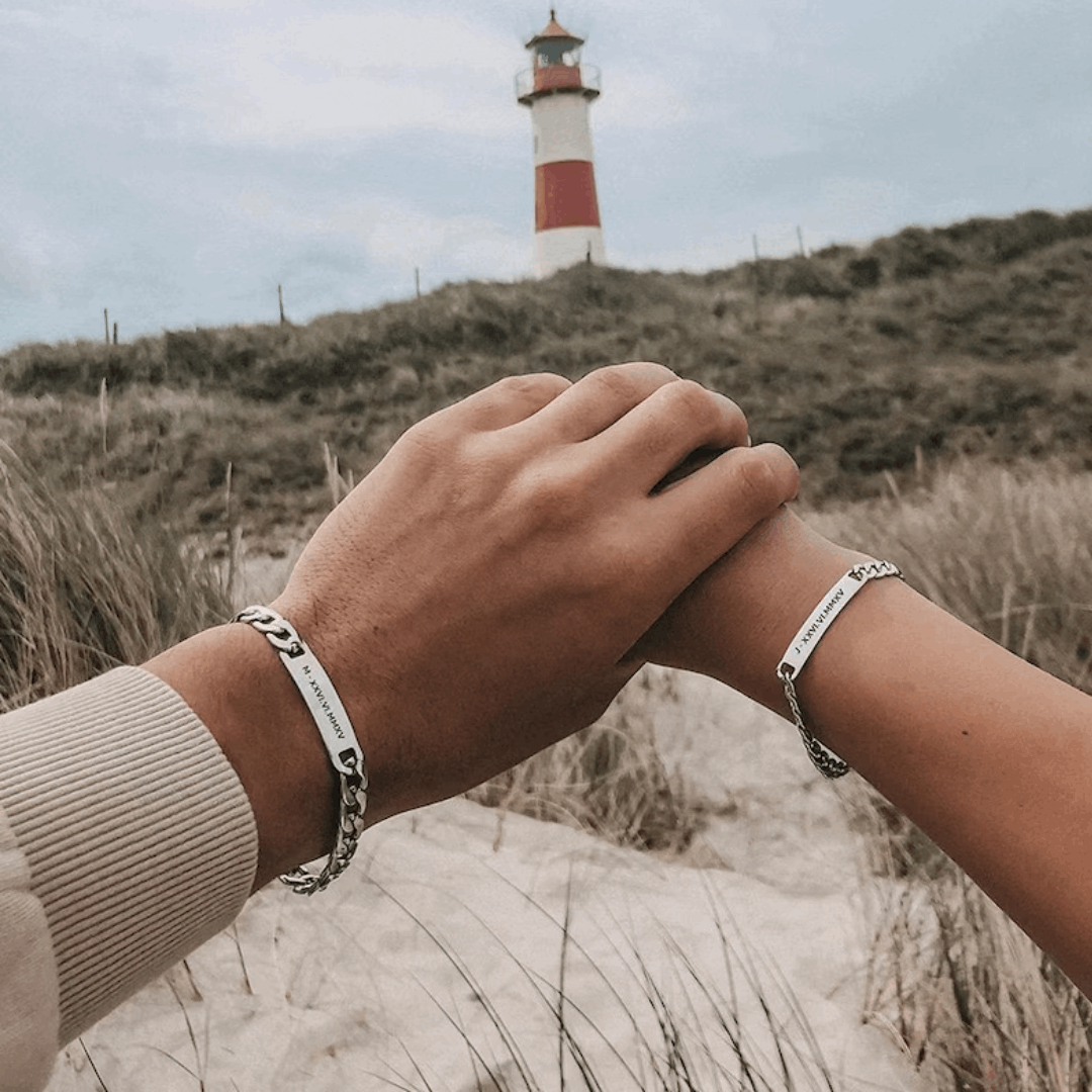 2 bracelet personalisee avec texte pour couple cadeau couple