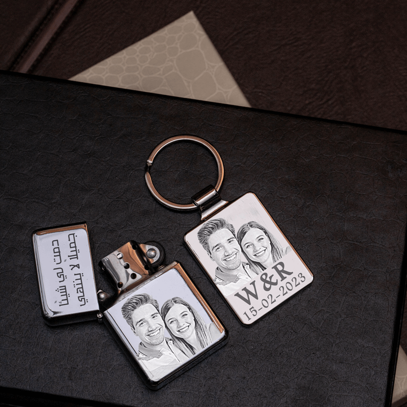 COFFRET LUXE PORTE CLE & BRIQUET PERSONNALISÉ