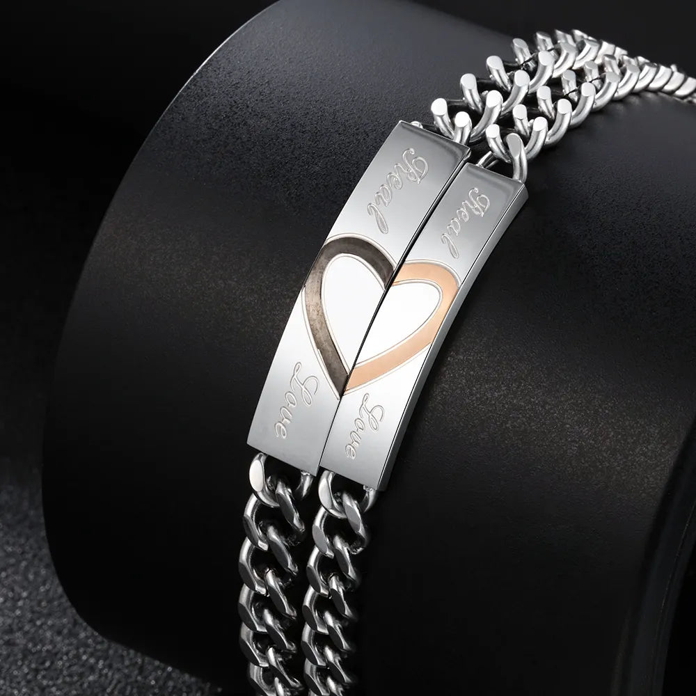 2 BRACELET POUR COUPLE HALF HEART