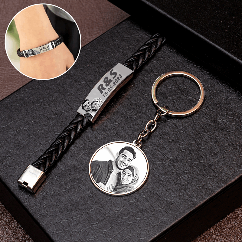 COFFRET LUXE PORTE CLES & BRACELET PERSONNALISÉ
