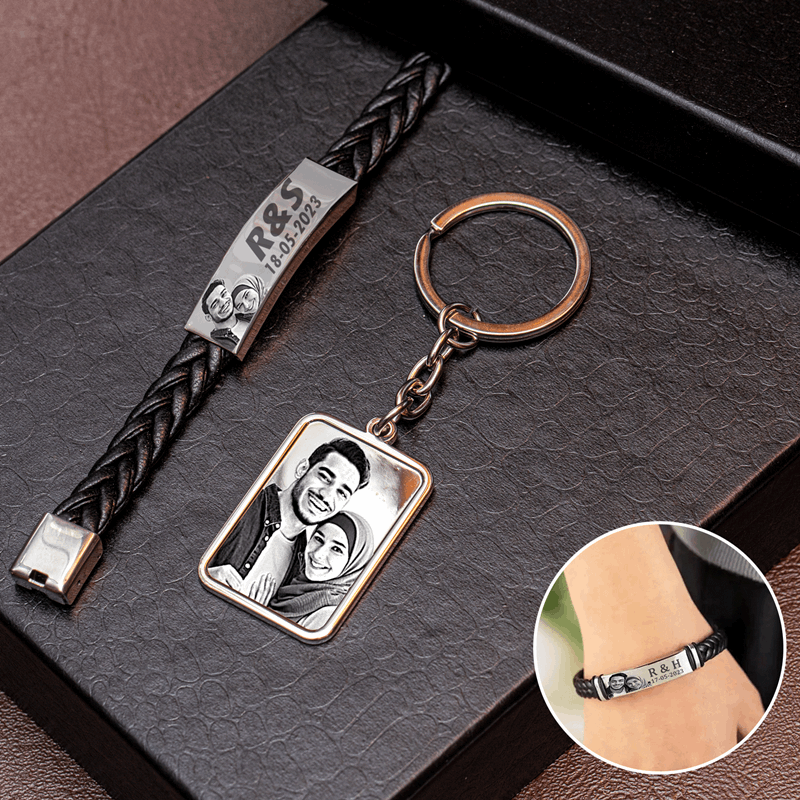 COFFRET LUXE PORTE CLES & BRACELET PERSONNALISÉ