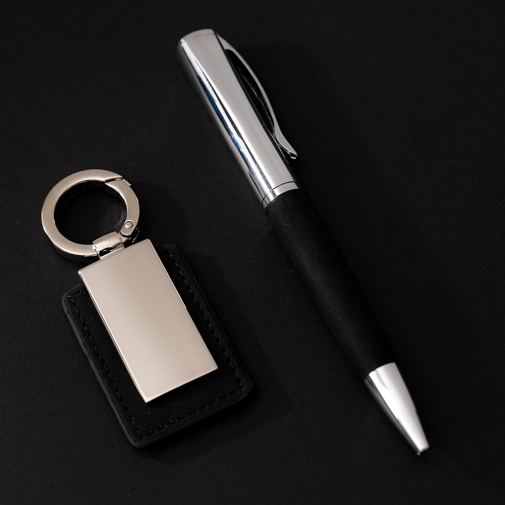 COFFRET CADEAU DE LUXE AVEC STYLO ET PORTE-CLÉS PERSONNALISABLE