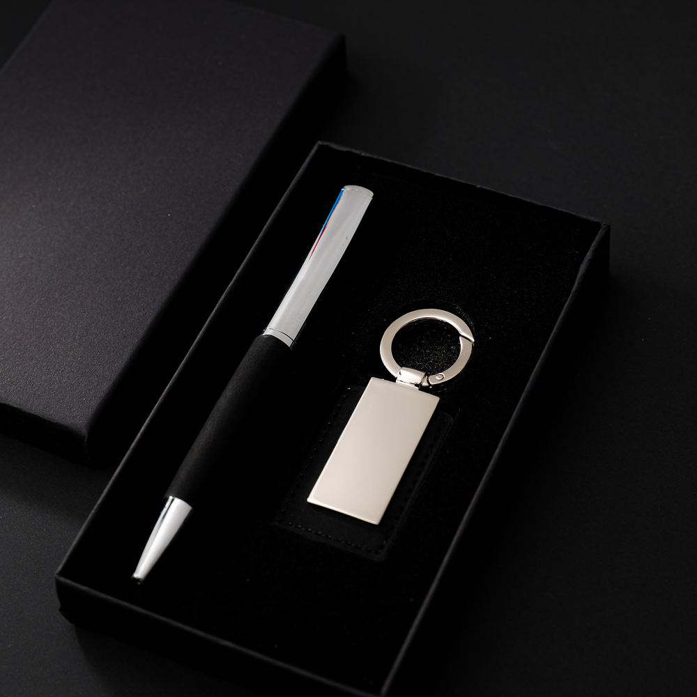 COFFRET CADEAU DE LUXE AVEC STYLO ET PORTE-CLÉS PERSONNALISABLE
