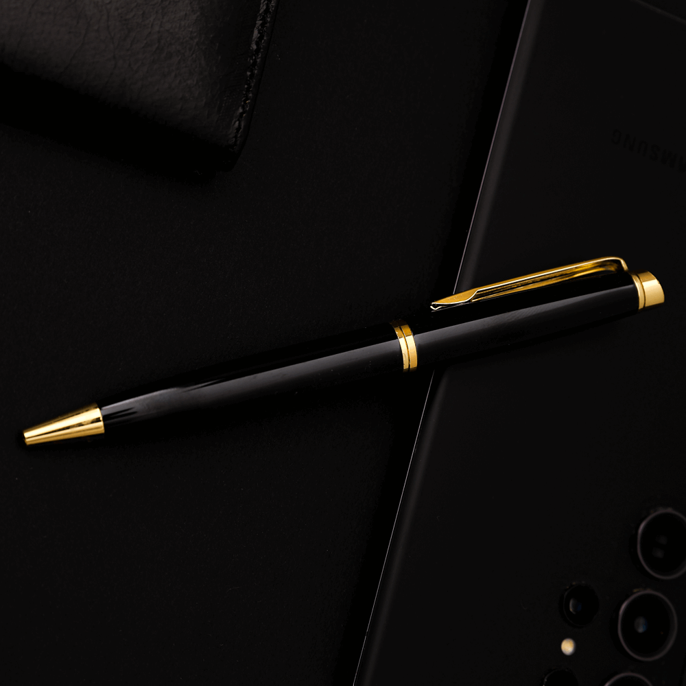Stylo de Luxe Noir et Doré Personnalisé