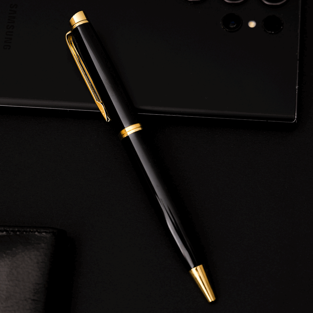 Stylo de Luxe Noir et Doré Personnalisé