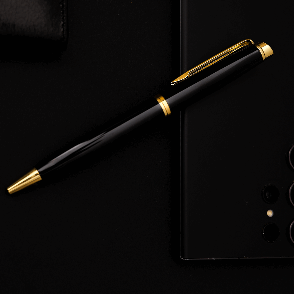 Stylo de Luxe Noir et Doré Personnalisé