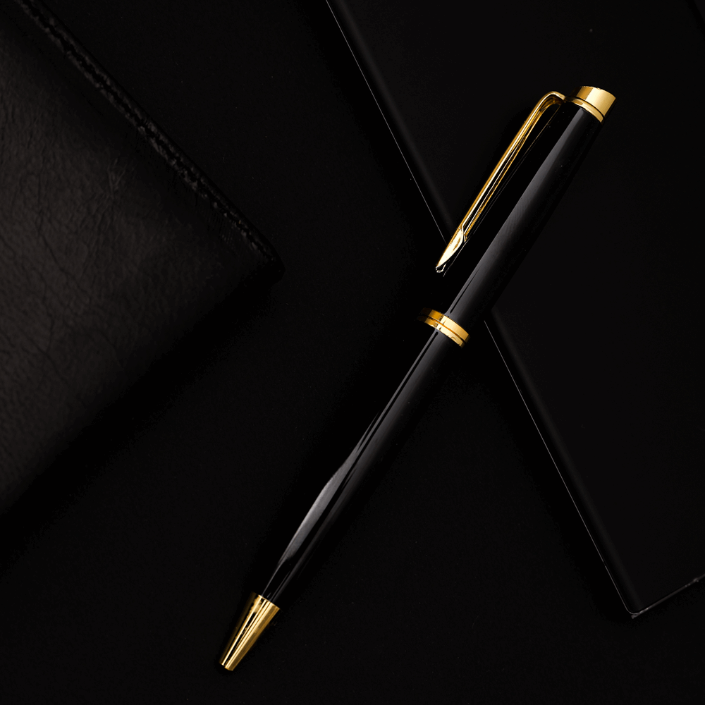 Stylo de Luxe Noir et Doré Personnalisé