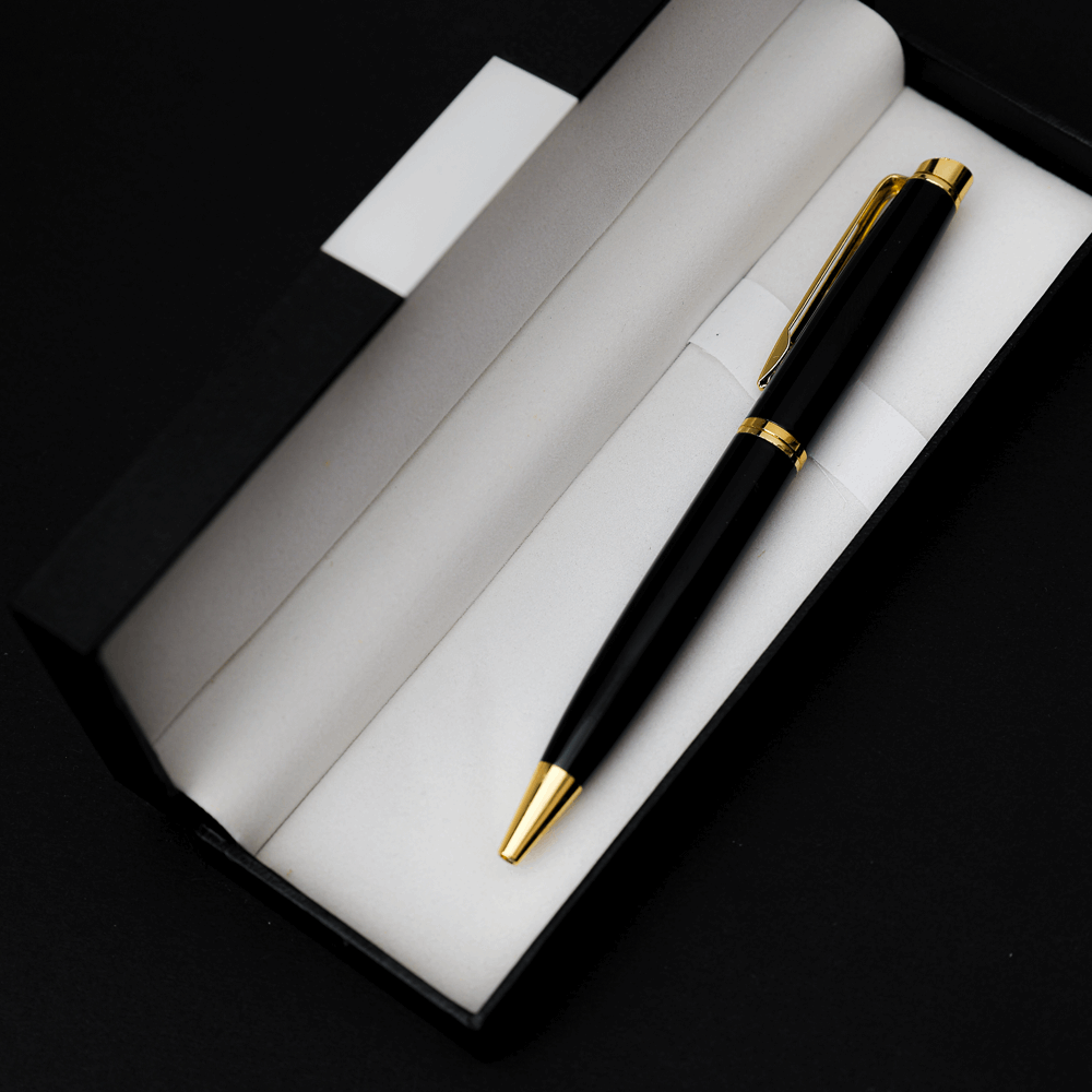 Stylo de Luxe Noir et Doré Personnalisé