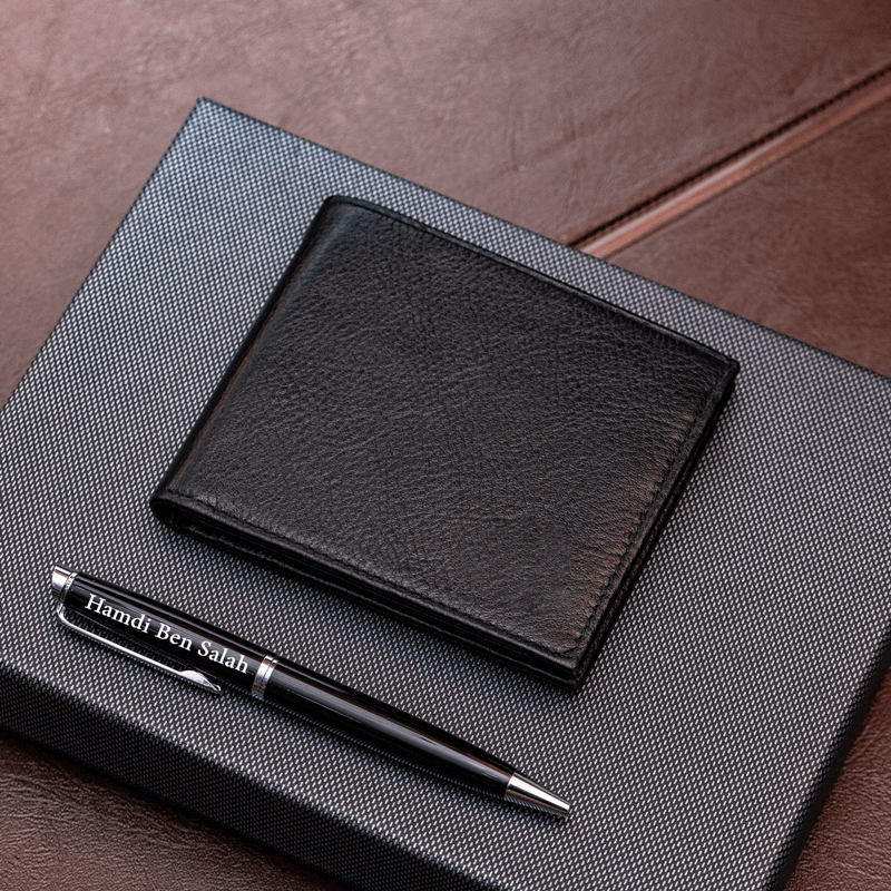 COFFRET LUXE STYLO ET PORTEFEUILLE PERSONNALISÉ