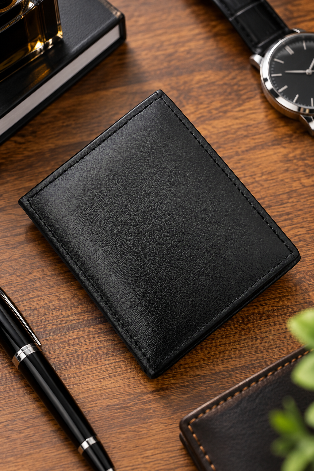 Portefeuille Homme en Cuir Noir Personnalisé avec Gravure