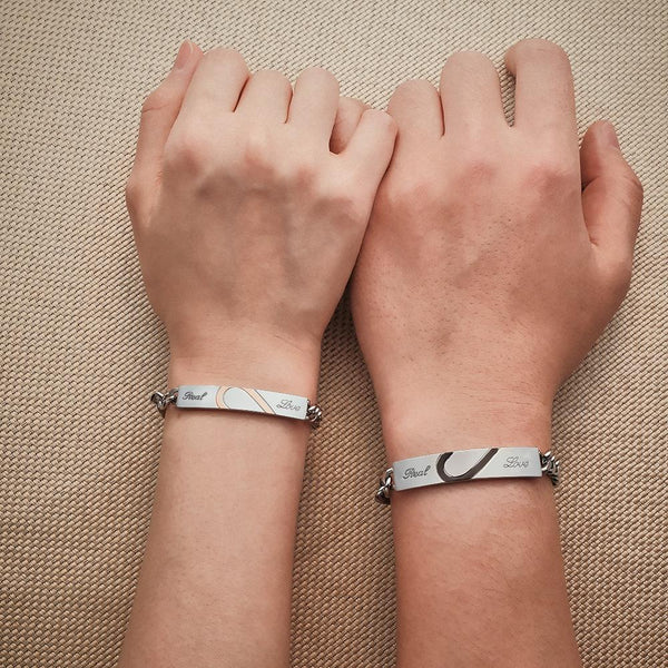 2 BRACELET POUR COUPLE HALF HEART