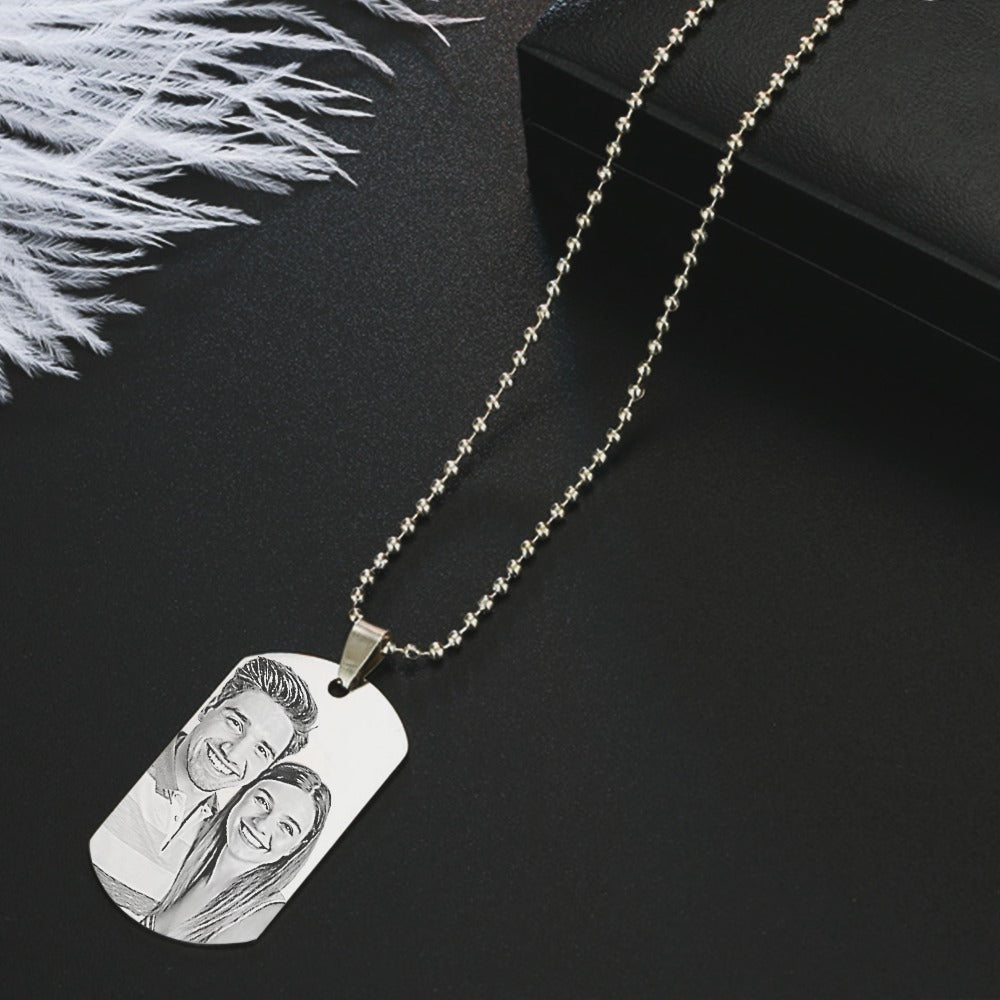 Pendentif plaque homme personnalisé avec photo, idée cadeau unique en Tunisie