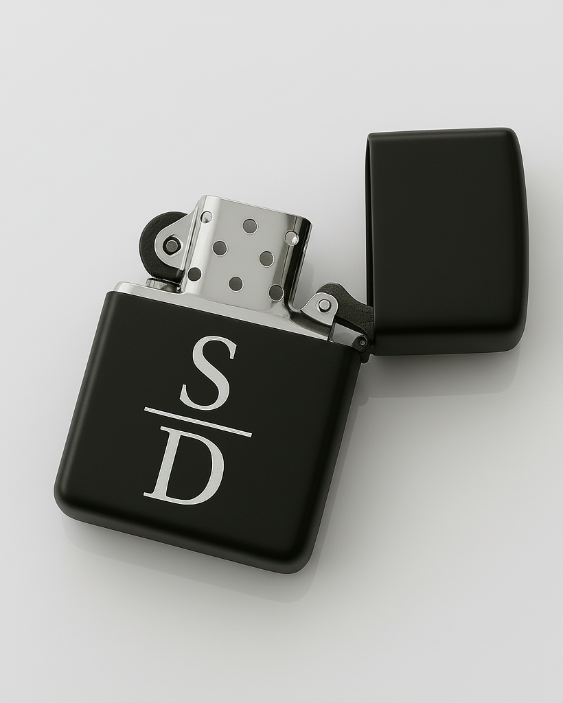 Coffret Cadeau Luxe : Briquet Noir Mat et Stylo Élégant