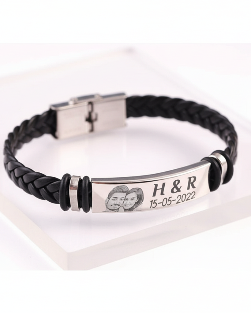 Coffret Cadeau Homme : Portefeuille et Bracelet en Cuir