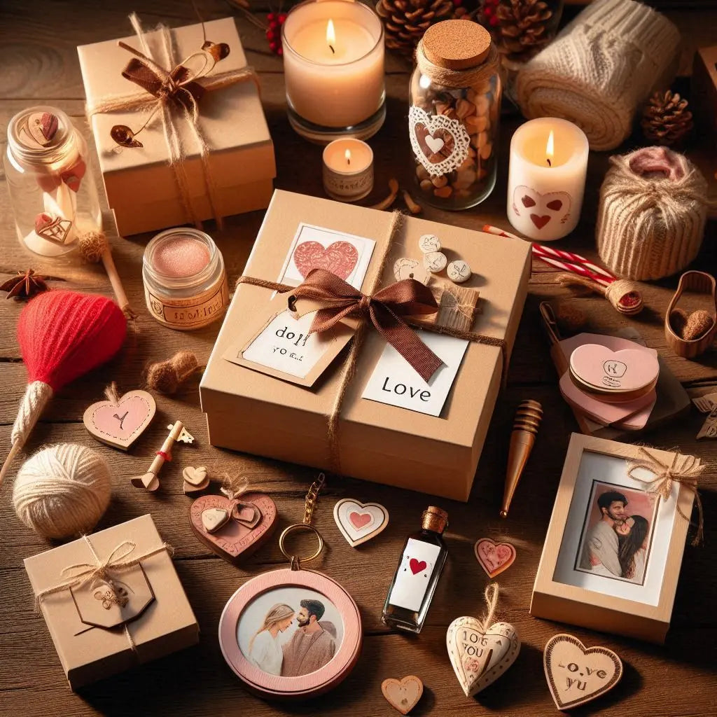 Collection de cadeaux personnalisés pour la Saint-Valentin, idéale pour hommes, femmes et couples, ambiance romantique et chaleureuse