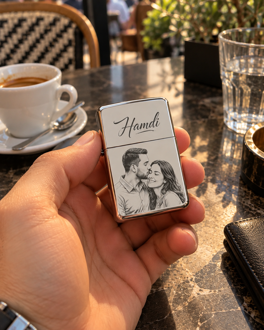 Briquet Luxe Personnalisé avec Photo et Texte – Gravure Laser