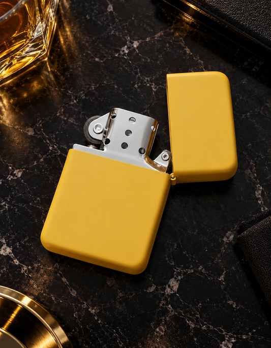Briquet Personnalisé Jaune Doré – Gravure Prénom & Initiales