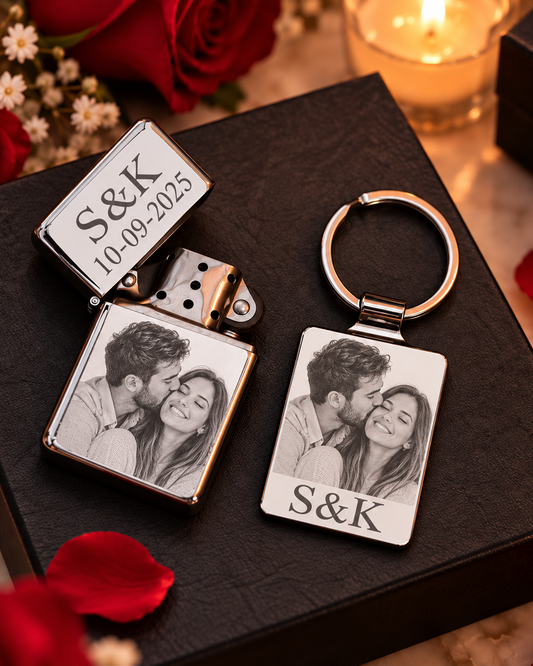 Briquet  et Porte-Clés Personnalisés avec Photo et Gravure