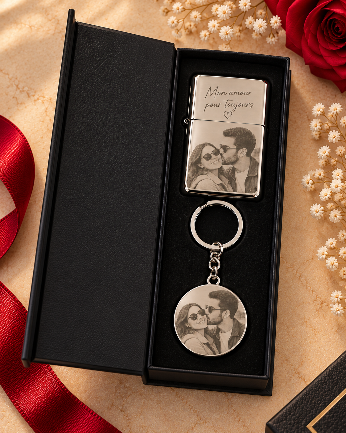Coffret cadeau homme personnalisé avec photo et message gravé