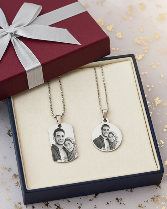 2 COLLIER PERSONNALISÉ PHOTO POUR COUPLE