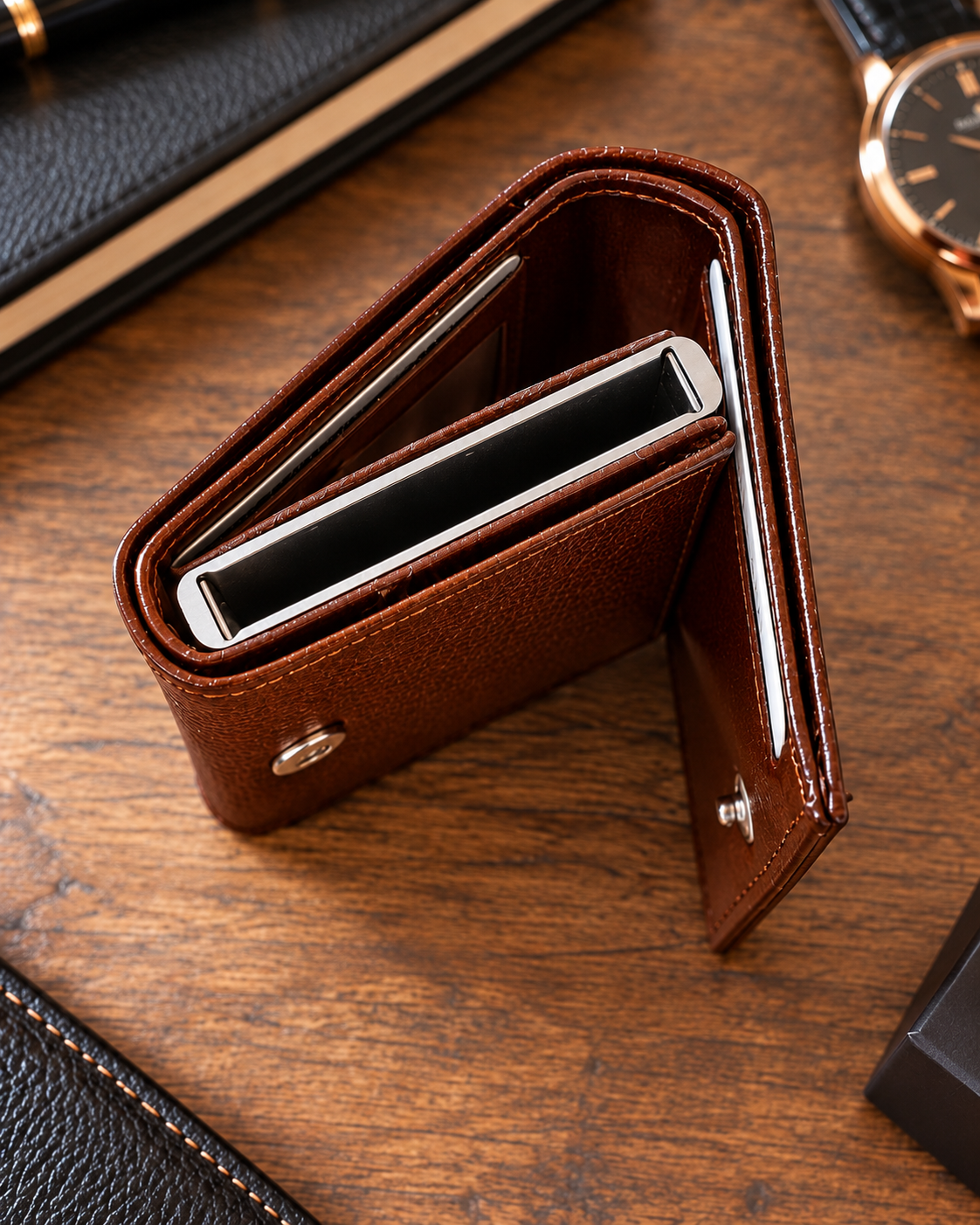 Portefeuille Smart Homme Marron Personnalisé