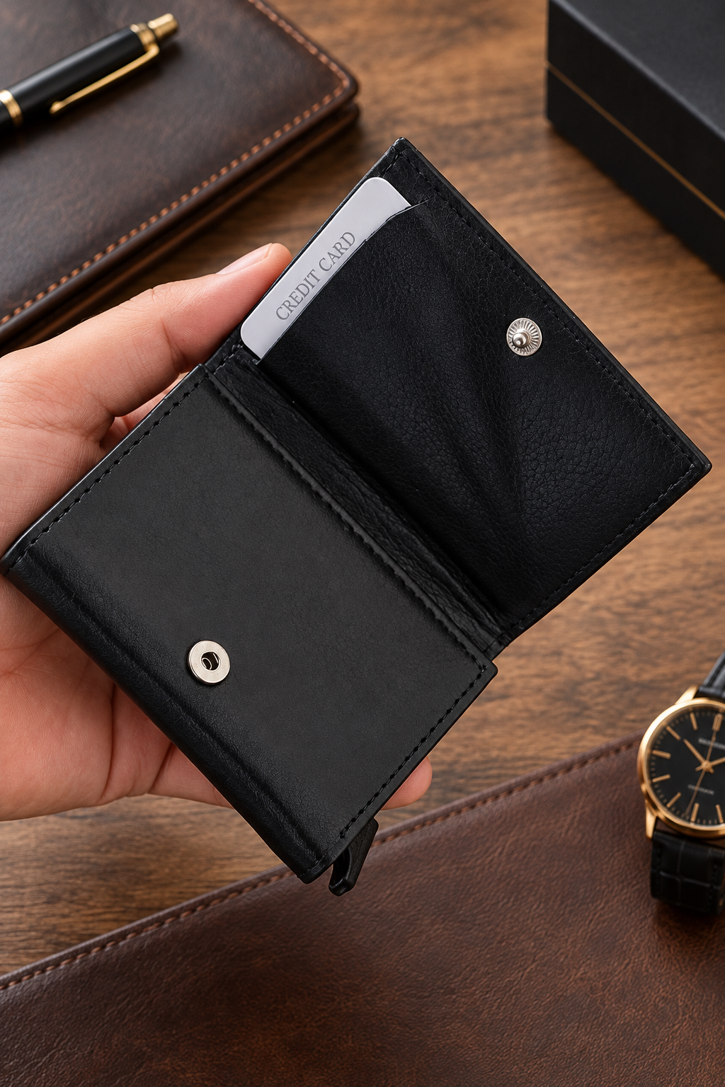 Portefeuille Homme Noir Personnalisé – Gravure Laser